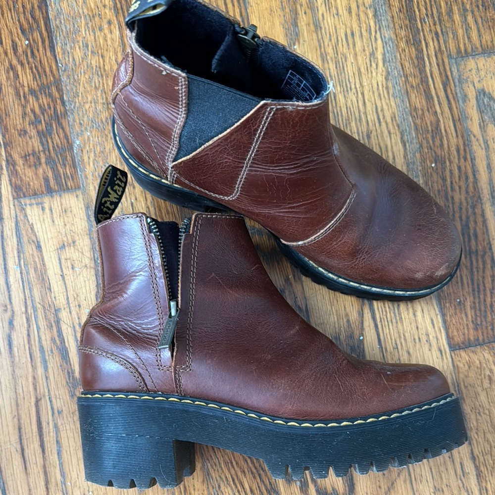 Dr. Martens Brown Ankle Boots with Platform Sole